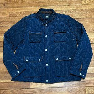 XRAY Jeans Men’s Navy Blue Quilted Bomber Jacket Snap Buttons Size 2XL